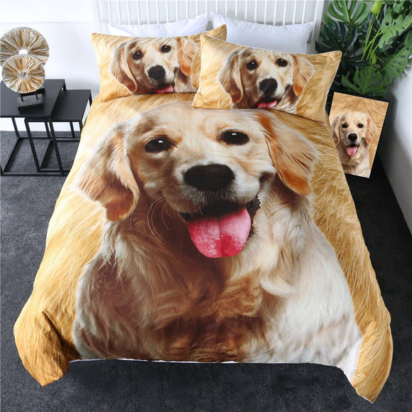 Golden Retriever Kids Duvet Cover Fur 3D Print Bed Linen Lovely Puppy Bedspreads