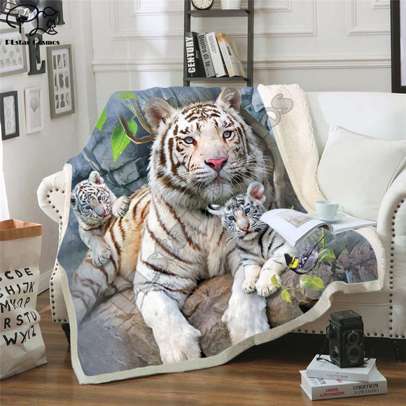 Tiger 3D Printing Plush Fleece Blanket