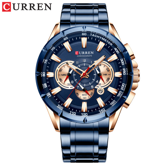 CURREN Wrist Watch Men Waterproof Chronograph Military Army Stainless Steel Male