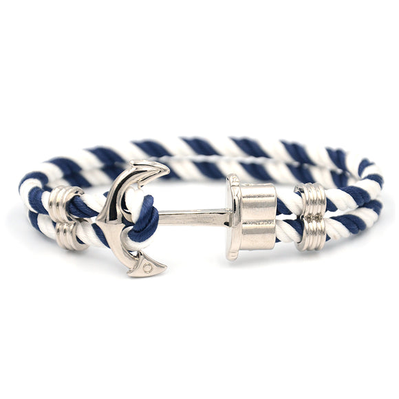 Men Anchor Bracelet Made of Nylon in Navy Blue und Anchor Made