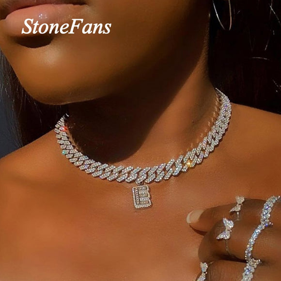 Stonefans 26 Initial A-Z Baguette Letter Necklace for Women