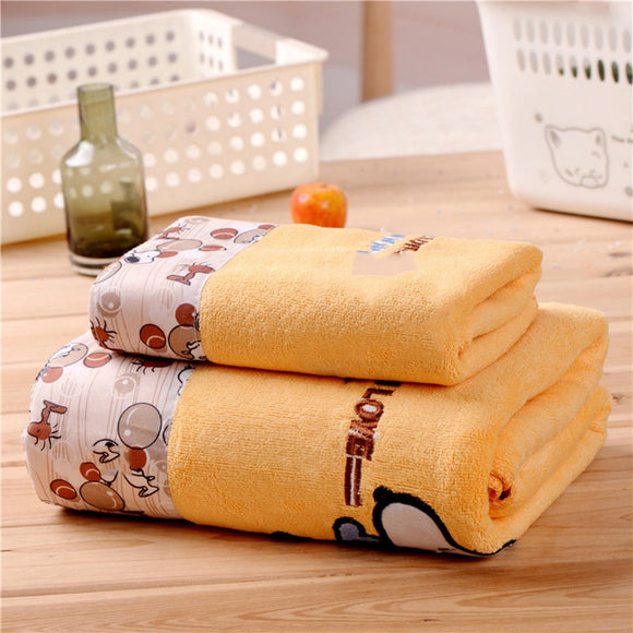 2-piece bath towel set  soft absorbent cartoon towel adult children bath towel set bathroom outdoor sports beach towel