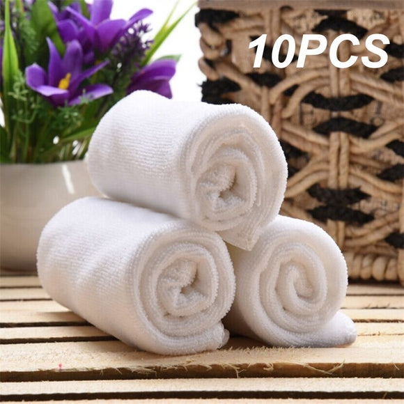 10 Pcs Multifunctional Microfiber White Towel