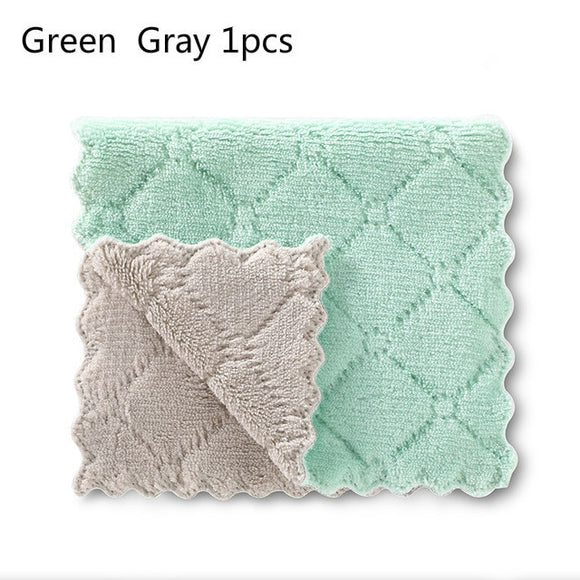 1/5pcs Is Cheaper Double-layer Absorbent Microfiber Kitchen Dish Cloth