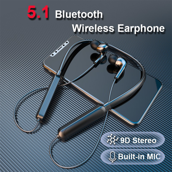 Bluetooth 5.1 Wireless Earphone With Mircophone Protable Neckband Headphones